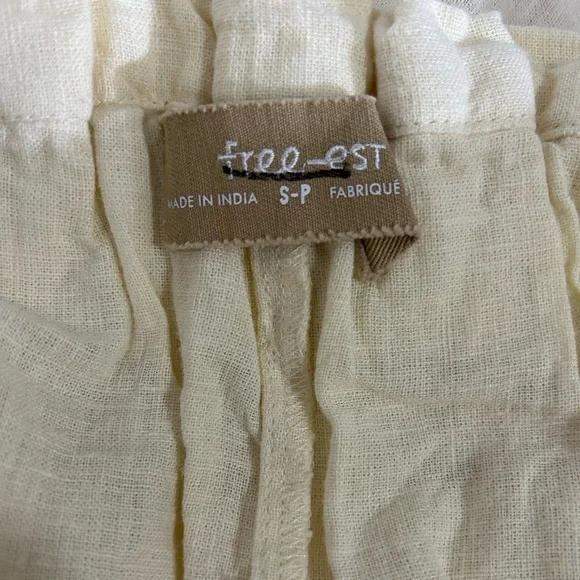 NWOT Free People X Free EST Wide Leg Linen Blend Pants Pale Yellow XS Tall and S - Picture 8 of 9
